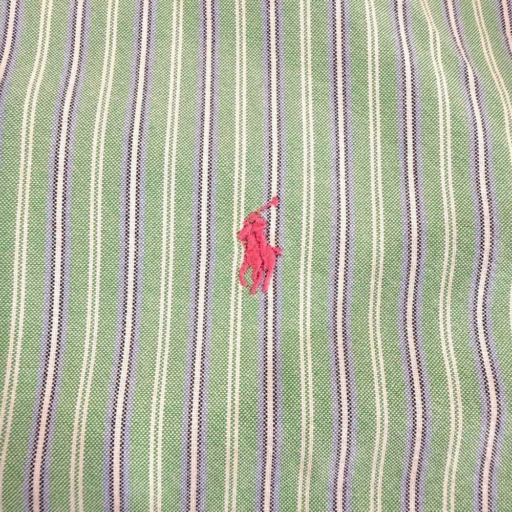 Ralph Lauren Button Down Mens Large Pre-Owned Pastel Green Striped Custom Fit - Picture 11 of 15